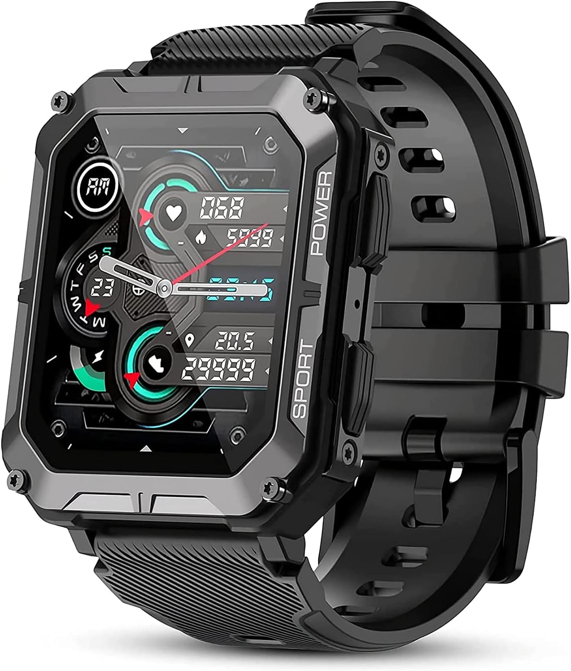 Military Smart Watch with Bluetooth Calling Smartwatch for Men and Women Fitness Tracker with Heart Rate Monitor Sleep and Waterproof Military Smart Watch with Bluetooth Calling Smartwatch for Men and Women Fitness Tracker with Heart Rate Monitor Sleep and Waterproof